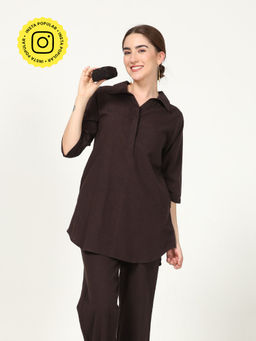 Saltpetre - Women Solid Coffee Brown Tunic