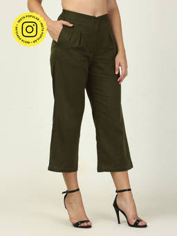 Saltpetre - Women Tencel Solid Olive Pants