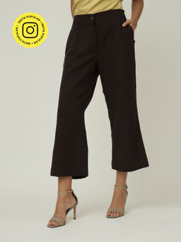 Saltpetre - Women Tencel Solid Coffee Pants