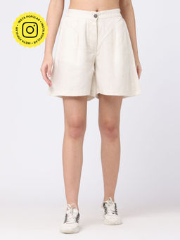 Saltpetre - Women Cotton Cream Shorts