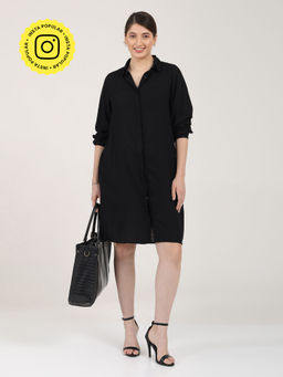 Saltpetre - Women Full Sleeves Black Shirt Dress
