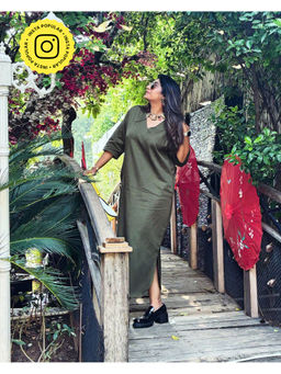Saltpetre - Women Tencel Solid Olive Dress