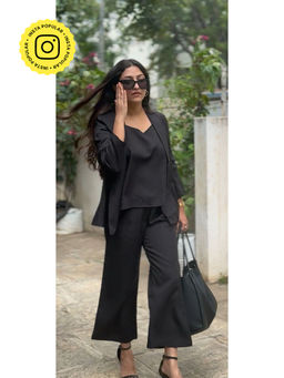 Saltpetre - Women Solid Black Co-Ord (Set of 3)