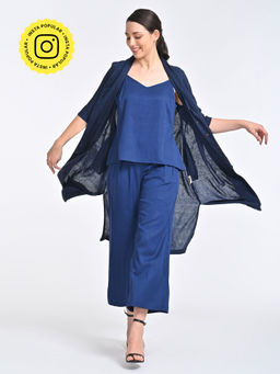 Saltpetre - Women Solid Blue Co-Ord (Set of 3)