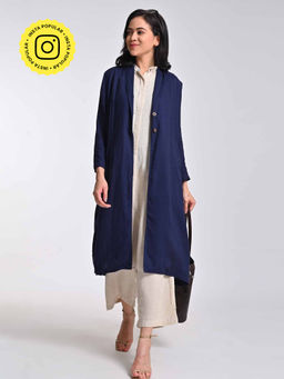 Saltpetre - Navy Blue Navy Overlay with Long Shirt and Pant (Set of 3)