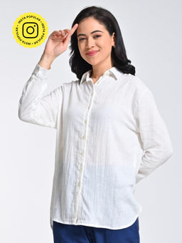 Saltpetre - Solid Linen White Spread Collar Shirt