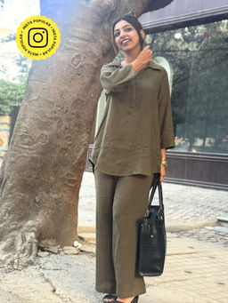 Saltpetre - Women Olive Skipper Collar Tunic with Wide Leg Pant 2 Piece Set (Set of 2)