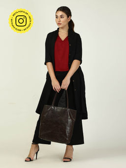 Saltpetre - Women Black Overlay and Wide Leg Pant with Maroon Shell Top 3 Piece Set (Set of 3)