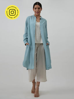 Saltpetre - Women Blue Overlay and Cream Slip Top and Wide Leg Pant 3 Piece Set (Set of 3)