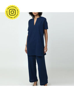Saltpetre - Women Organic Cotton Split V-Neck Half Sleeve Tunic