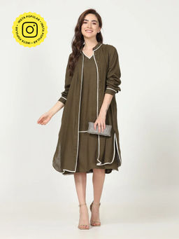 Saltpetre - Brown Women Mandarin Neck Front Buttons Overlay