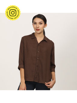 Saltpetre - Coffee Brown Linen Collar Neck Shirt