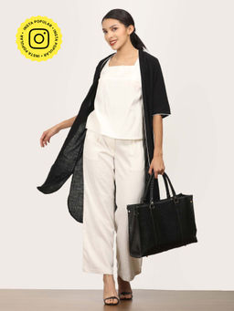 Saltpetre - Women White Overlay With Leg Pants And Square Neck Top (Set of 3)