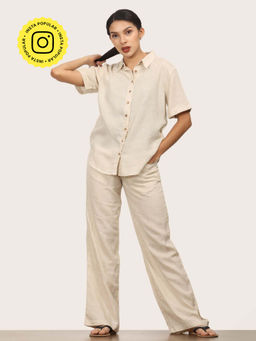 Saltpetre - Women Beige Solid Co-Ord (Set of 2)