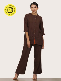Saltpetre - Women Brown Round Neck Full Sleeves Co-Ord (Set of 2)