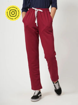 Saltpetre - Women Maroon Comfortable Elasticated Waistband with Drawstrings Track Pant