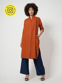 Saltpetre - Orange Long Shirt with Navy Pants (Set of 2)