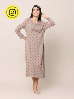 Saltpetre - Women Taupe Pine Print Midi Dress