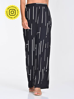 Saltpetre - Black Modal Cedar Print Flat Front Pant