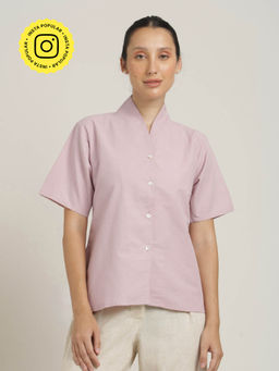 Saltpetre - Mauve Organic Cotton Half Sleeves Shawl Collar Shirt