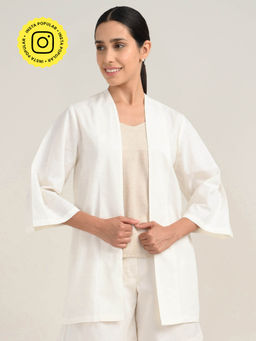 Saltpetre - Women Off White Organic Cotton Open Front Shrug