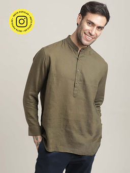Saltpetre - Indrazen Relaxed Fit Linen Blend Olive Green Shirt
