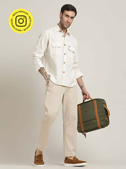 Saltpetre - Beige Utility Shirt with Front Flap Pockets Paired with Relaxed Fit Chinos