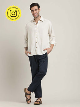 Saltpetre - Beige Relaxed Fit Linen Blend Shirt and Relaxed Fit Cotton Chinos