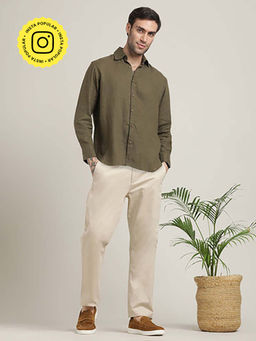 Saltpetre - Olive Relaxed Fit Linen Blend Shirt and Relaxed Fit Cotton Chinos