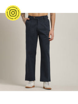 Saltpetre - Aruku Pleated Chino Relaxed Fit Cotton Navy Blue Pant