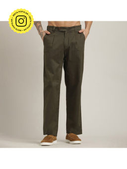 Saltpetre - Aruku Pleated Chino Relaxed Fit Cotton Army Green Pant