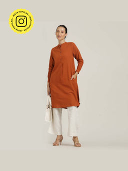 Saltpetre - Sofia Set Of 2 Pleated Autumn Rust Tunic And Long-Leg Pants