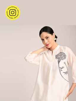 Saltpetre - Sherry Single Pleated White With Hand Embroidered Tunic