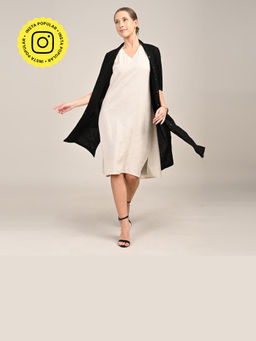 Saltpetre - Dakota Long Dress with Shirt Type Jacket - Black & Beige