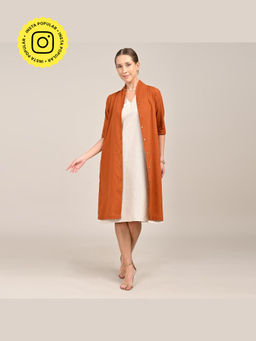 Saltpetre - Dakota Long Dress with Shirt Type Jacket - Orange & Beige