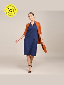 Saltpetre - Dakota Long Dress with Shirt Type Jacket - Orange & Navy