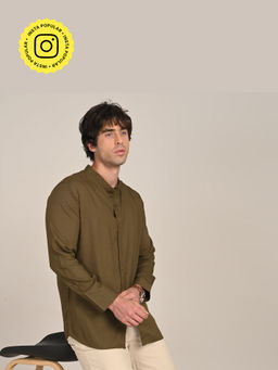 Saltpetre - Mens Relaxed Fit Solid Olive Shirt