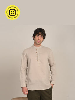 Saltpetre - Mens Regular Fit Solid Beige Shirt