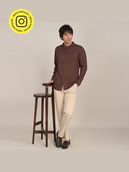 Saltpetre - Mens Relaxed Fit Solid Brown Shirt