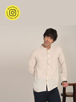 Saltpetre - Mens Relaxed Fit Solid Beige Shirt