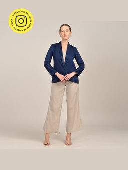 Saltpetre - Womens Regular Fit Solid Navy Blue Co-Ord Set