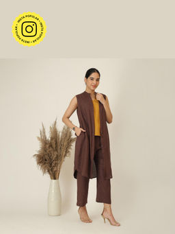 Saltpetre - Brown Wendy Sleeveless Top And Pants With Shrug