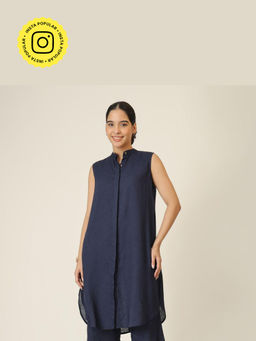 Saltpetre - Navy Blue Dahlia Sleeveless Long Tunic