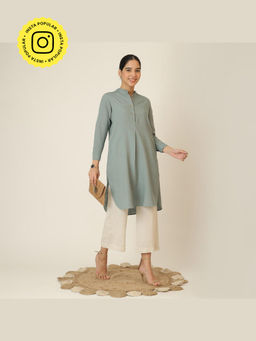 Saltpetre - Green Solid Pleated Tunic