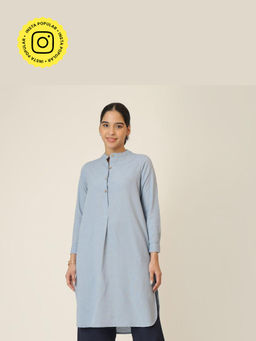 Saltpetre - Blue Solid Pleated Tunic