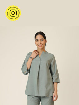 Saltpetre - Green Sherry Single Pleated Tunic