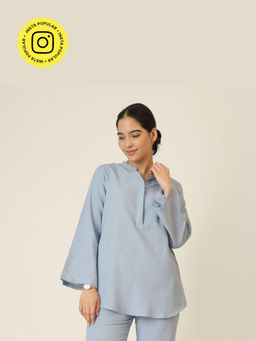 Saltpetre - Blue Sylvia Flared Sleeves Tunic