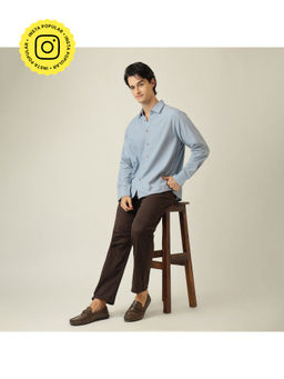 Saltpetre - Blue Men Relaxed Fit Collar Neck Shirt with Chinos