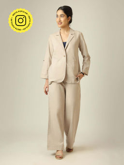 Saltpetre - Beige Women Linen Co-Ord Set
