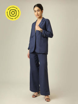 Saltpetre - Navy Blue Women Linen Co-Ord Set